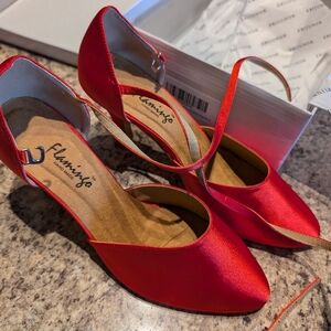Handmade Flamingo strappy red dancing shoes size 9